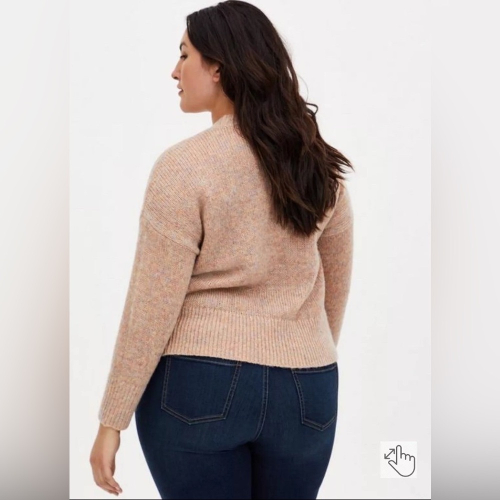 Torrid Lurex Dusty Rose Tan Metallic and Wool Blend Multicolor Crewneck Sweater - Picture 4 of 8